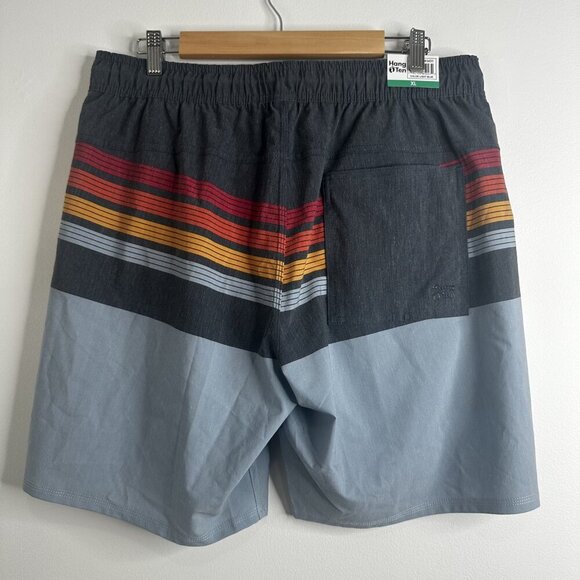 Hang Ten Shorts Mens XL Light Blue Striped Swim Trunks Quick Dry Board Shorts - Picture 6 of 8